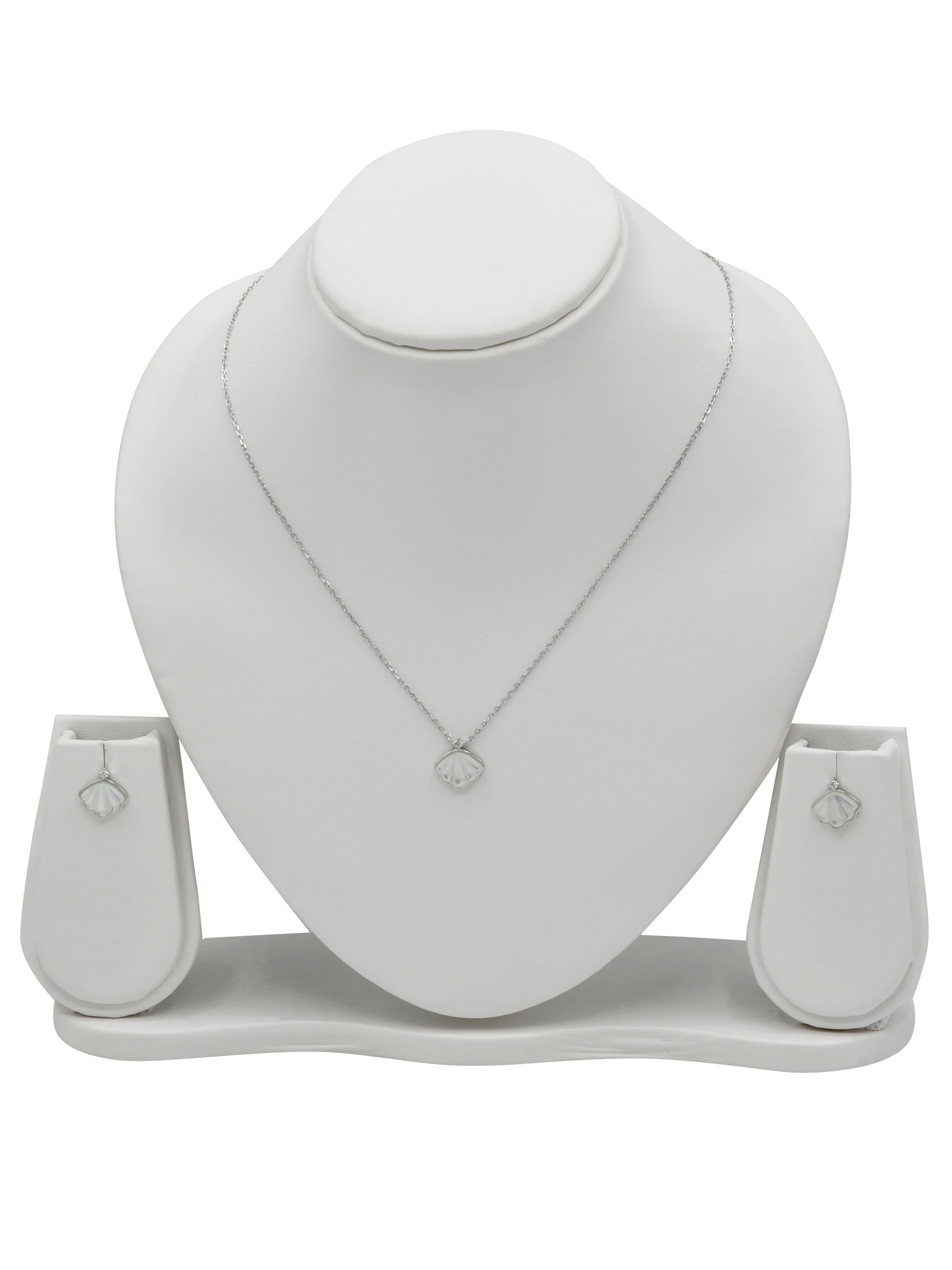 Sterling Silver CZ Necklace Set - Roop Darshan