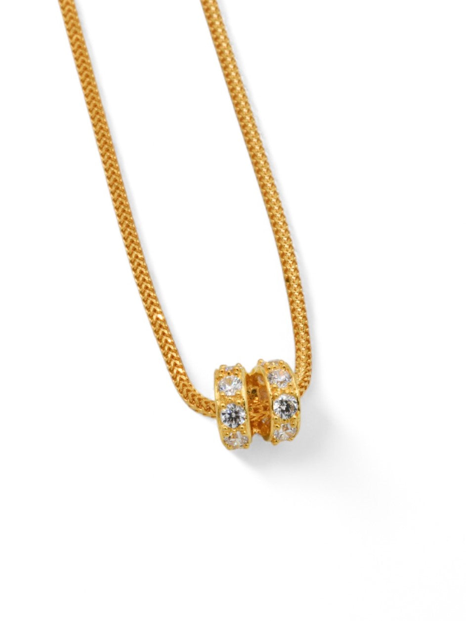 22ct Gold CZ 2 Ring Pendant - Roop Darshan