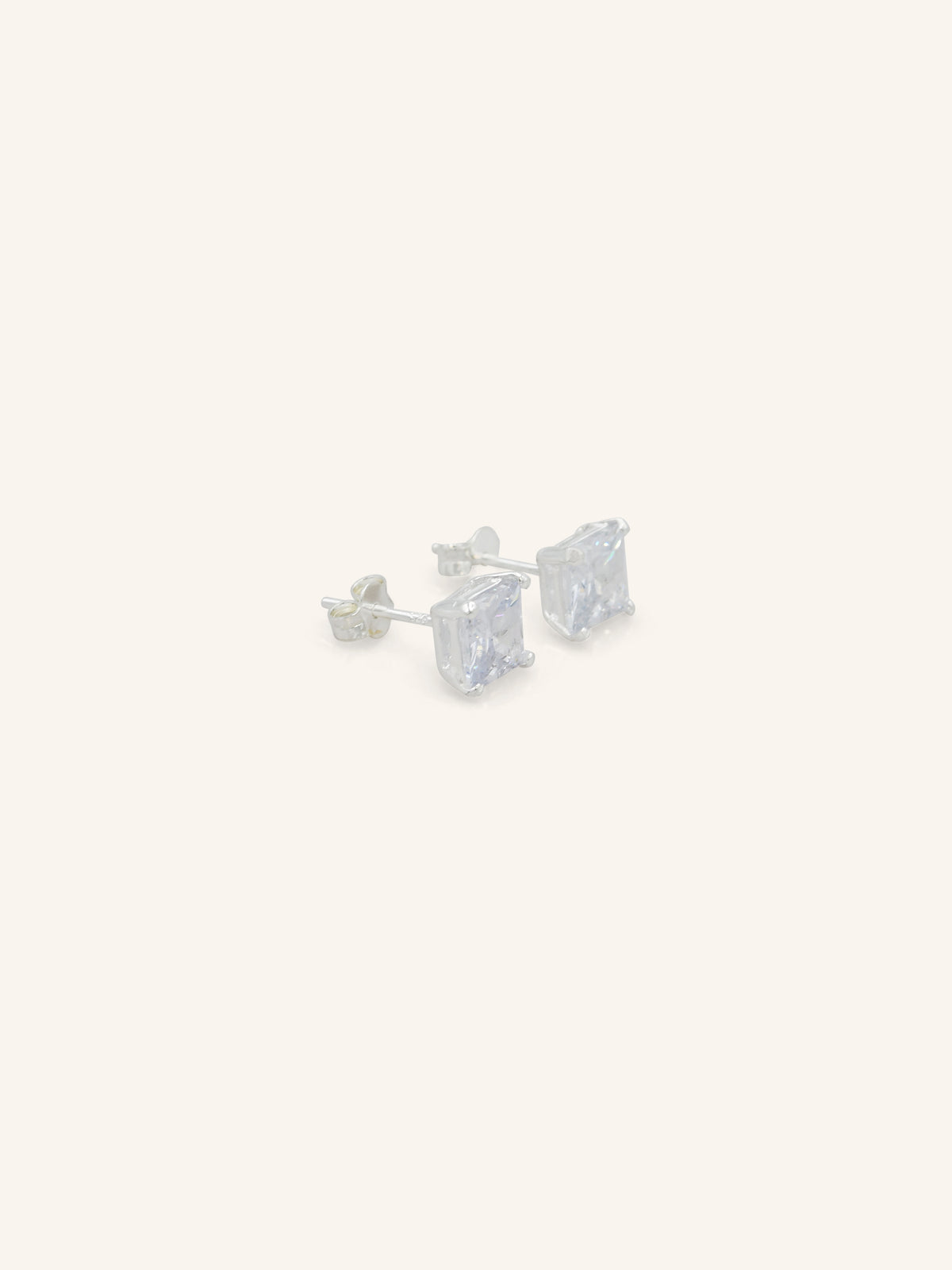 Square CZ Sterling Silver Studs