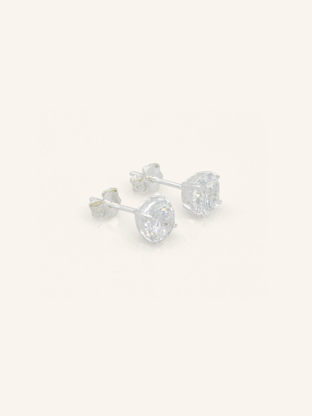 Round CZ Sterling Silver Studs