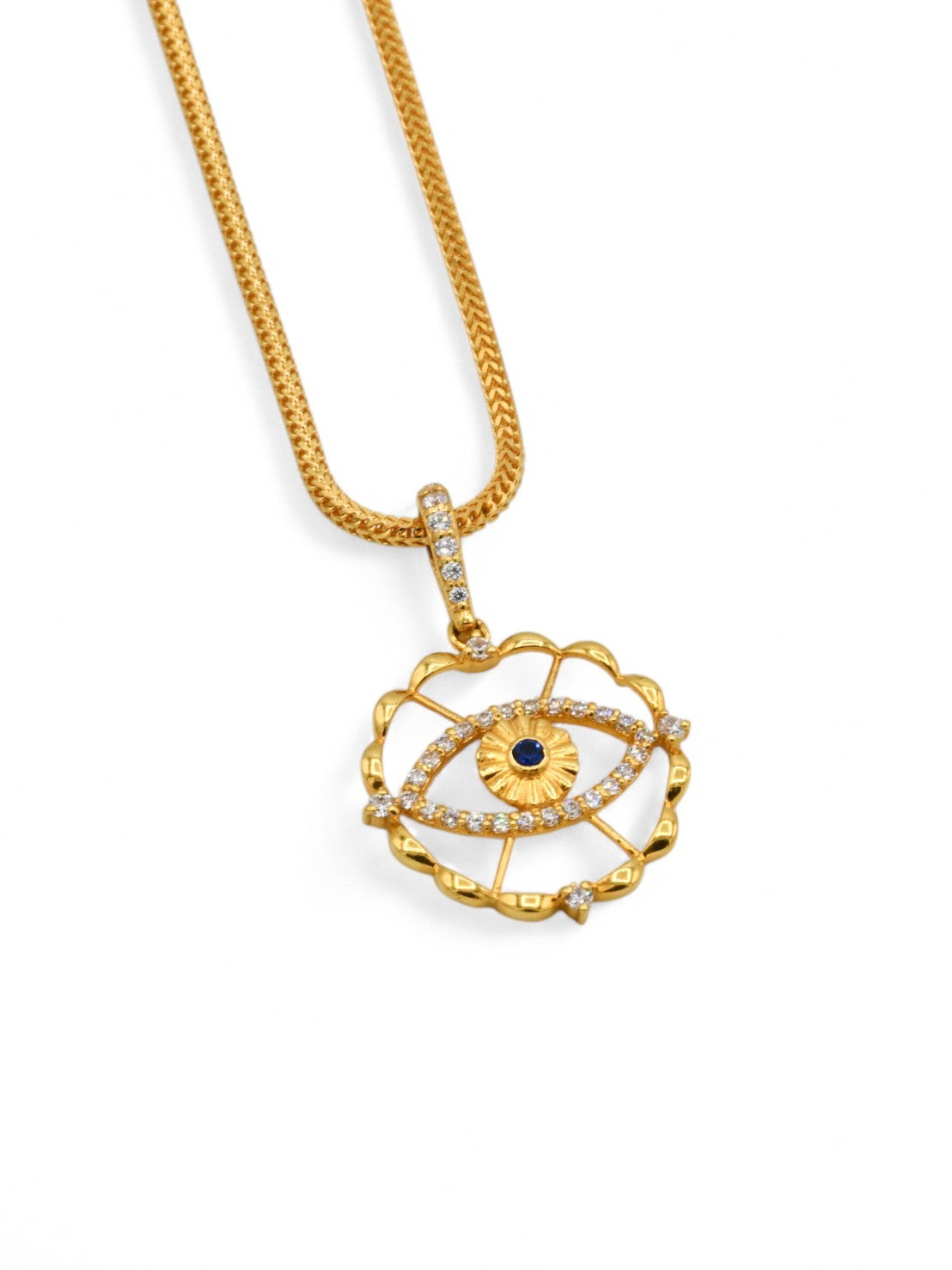 22ct Gold CZ Evil Eye Pendant - Roop Darshan