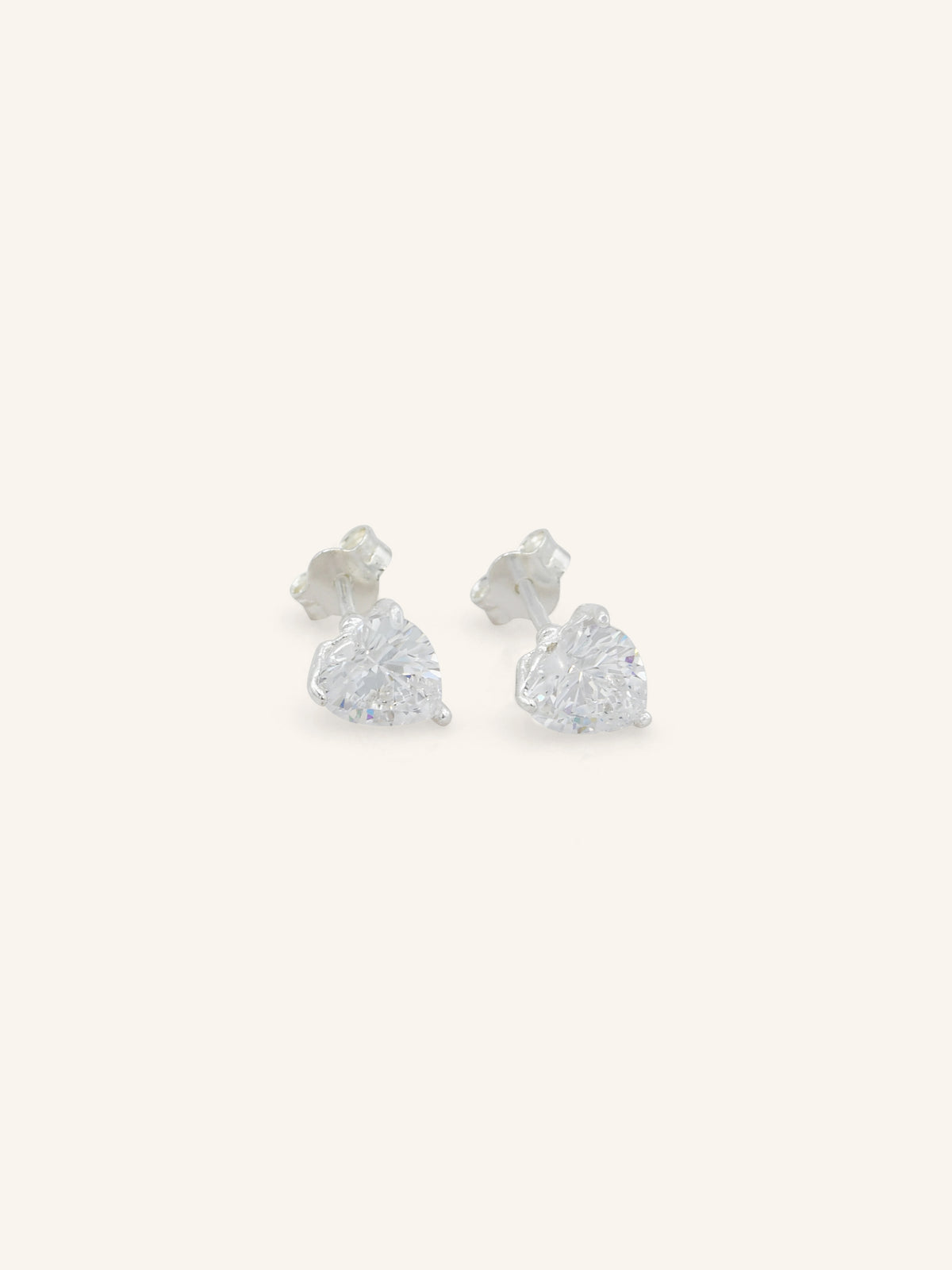 Sterling Silver Heart CZ Studs