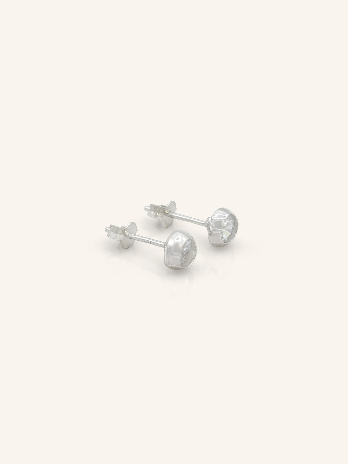 Sterling Silver CZ Bezel Studs