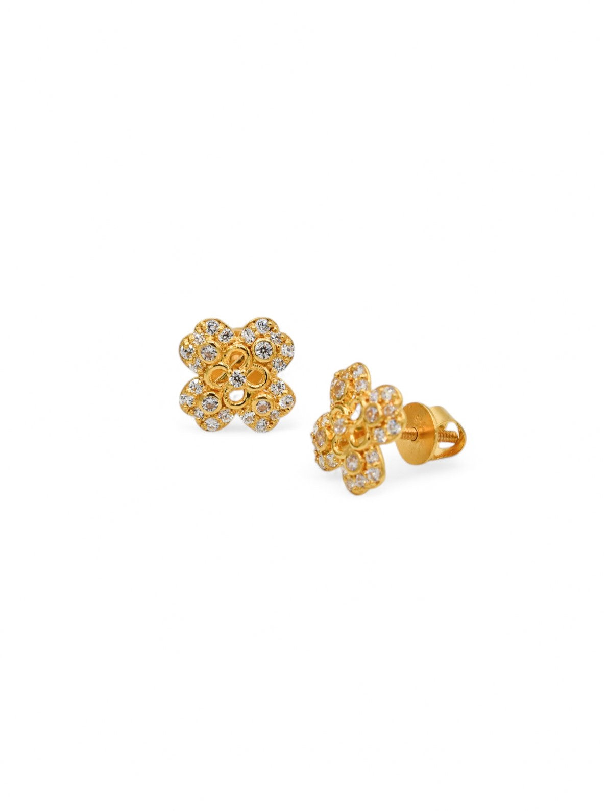22ct Gold CZ Stud Earrings - Roop Darshan