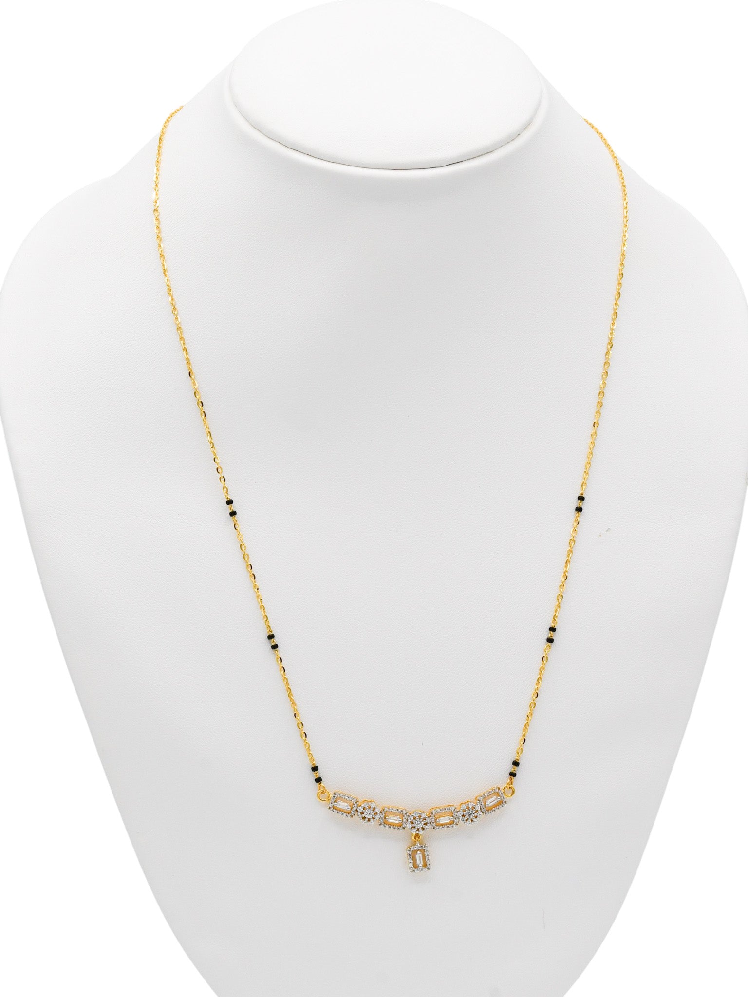 22Ct Gold CZ Mangal Sutra with Earring