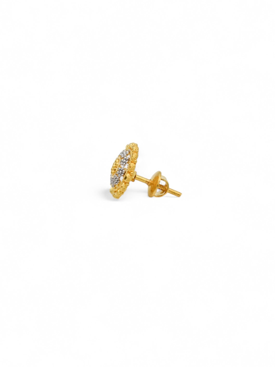 22ct Gold Two Tone Stud Earrings - Roop Darshan