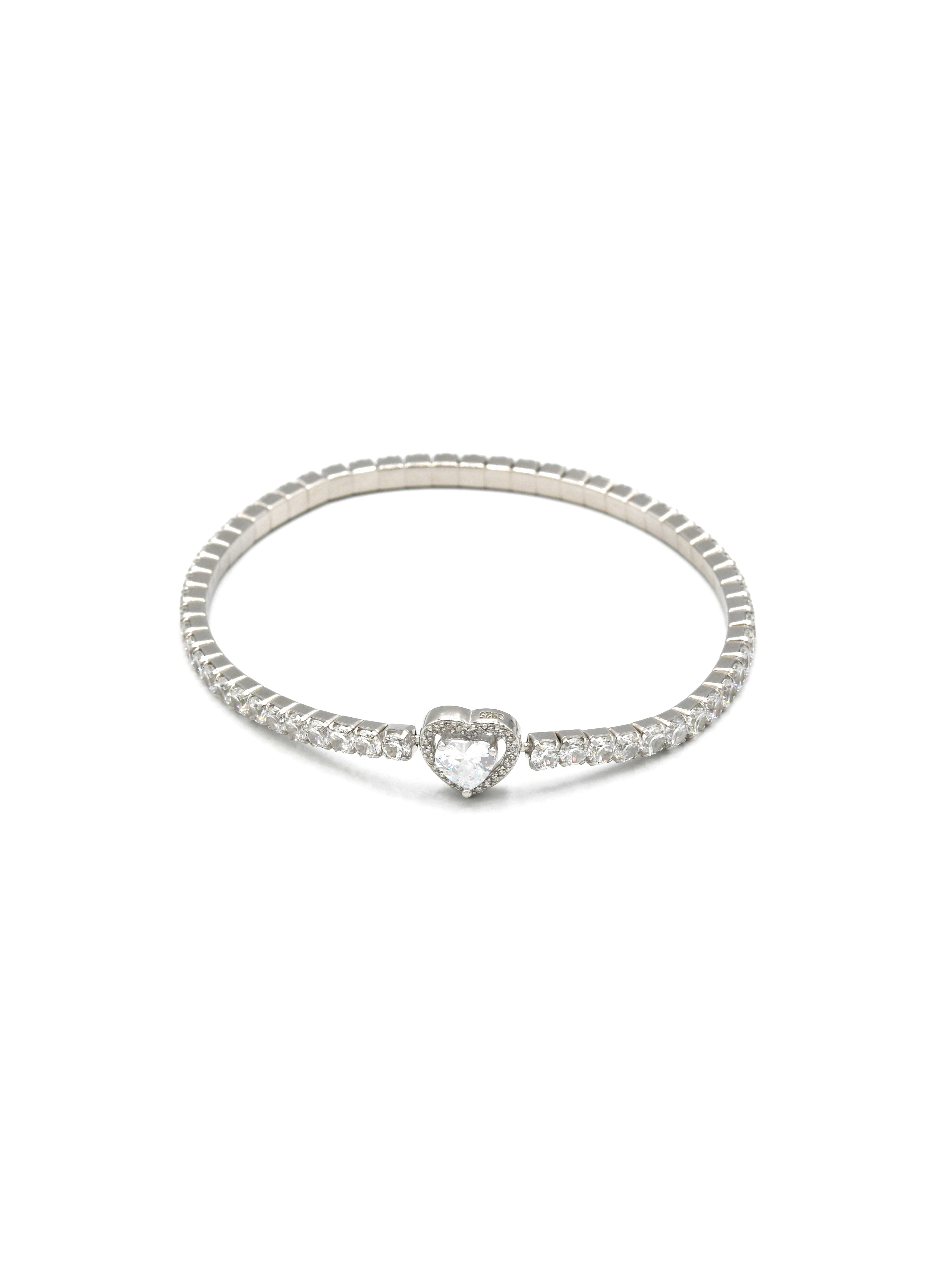 Sterling Silver Elastic CZ Bracelet - Roop Darshan