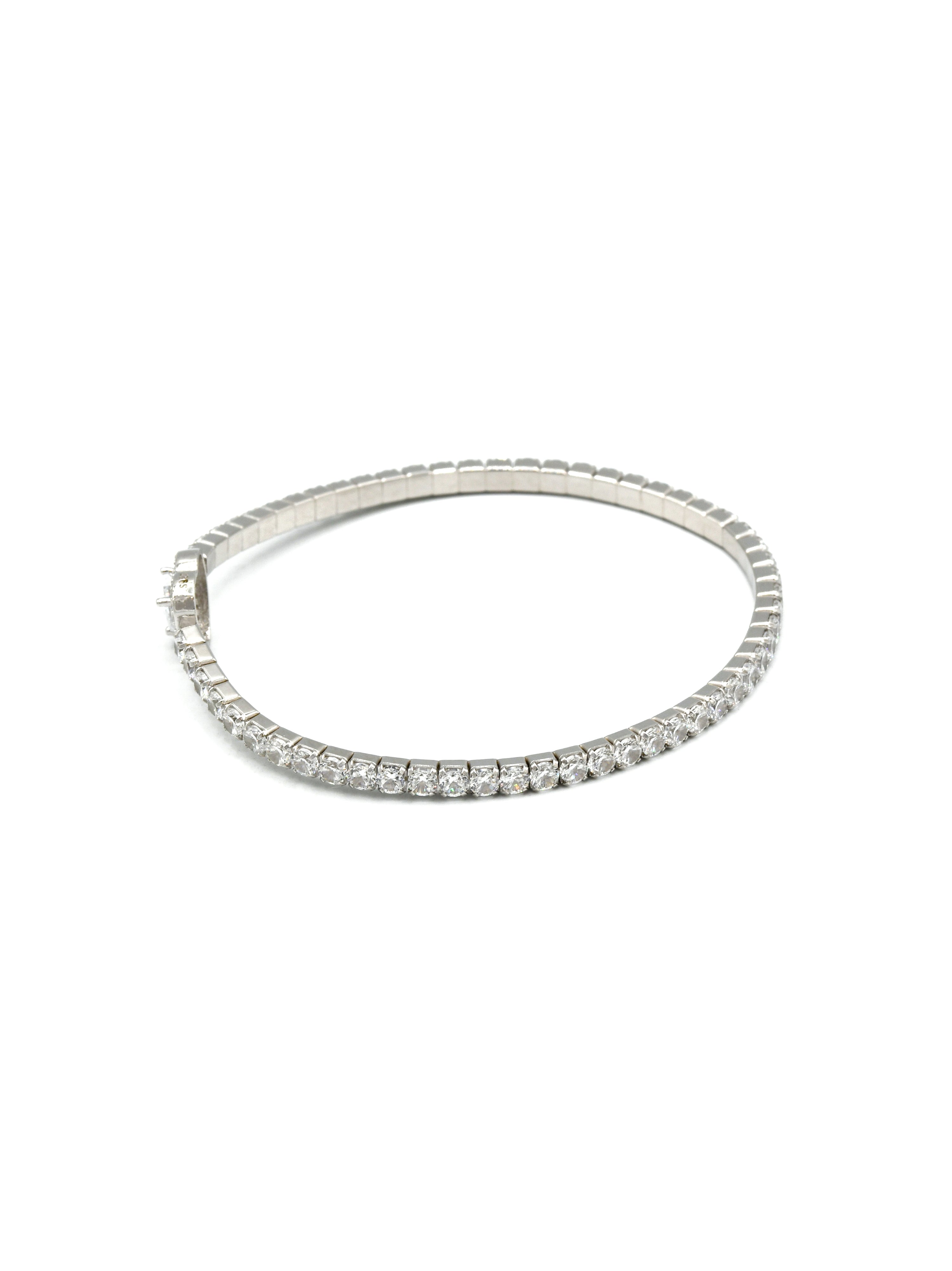 Sterling Silver Elastic CZ Bracelet - Roop Darshan