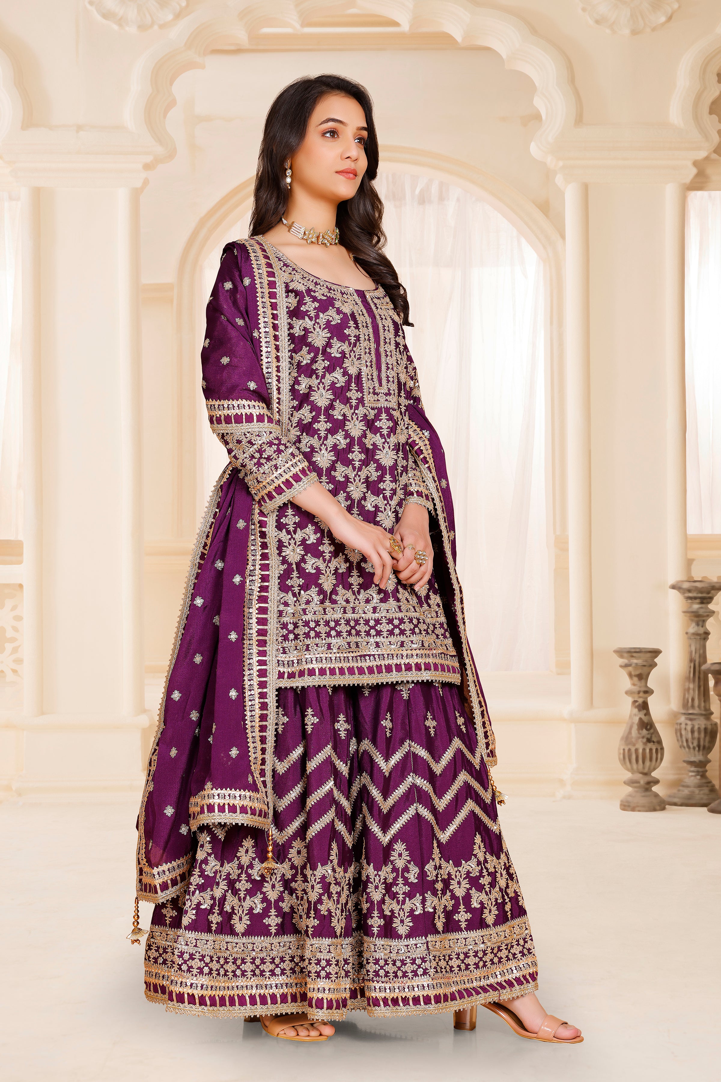 Nisha Sharara Suit - Roop Darshan