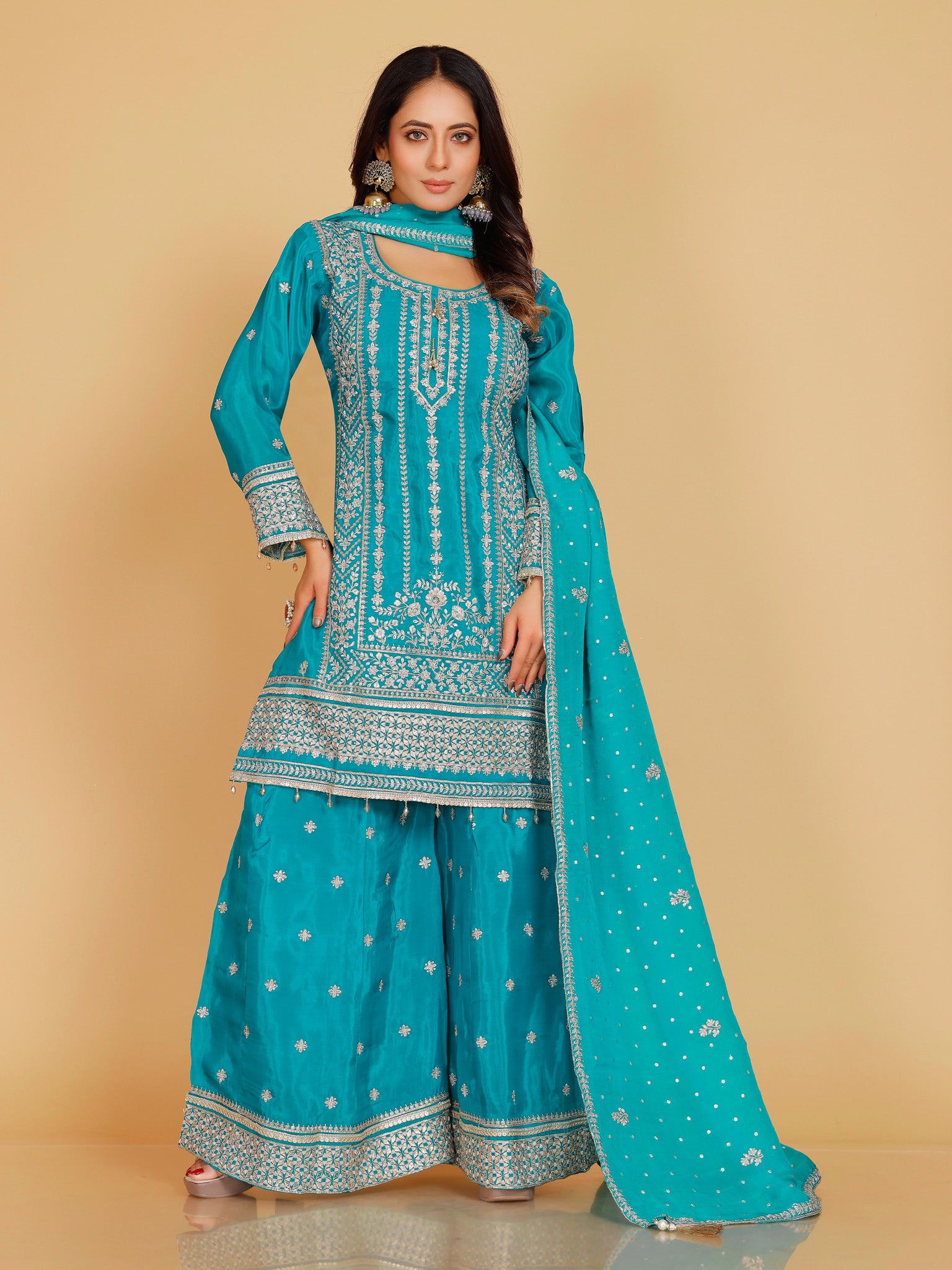 Zaira Straight Palazzo Suit - Roop Darshan