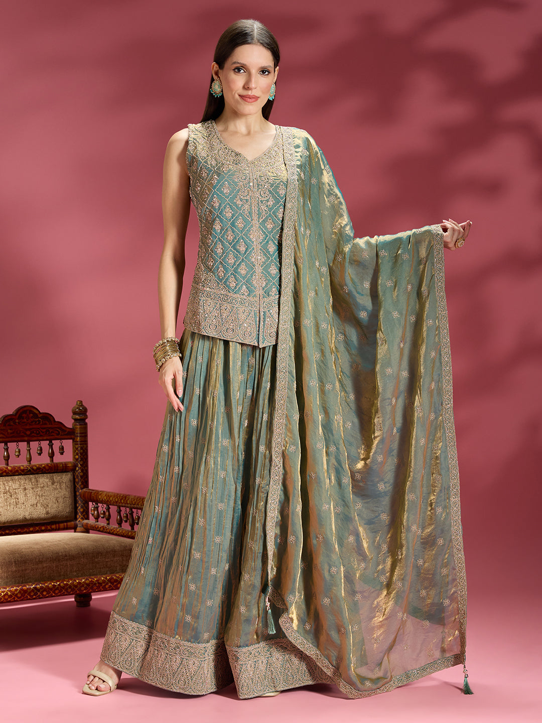Akshra Organza Palazzo Suit
