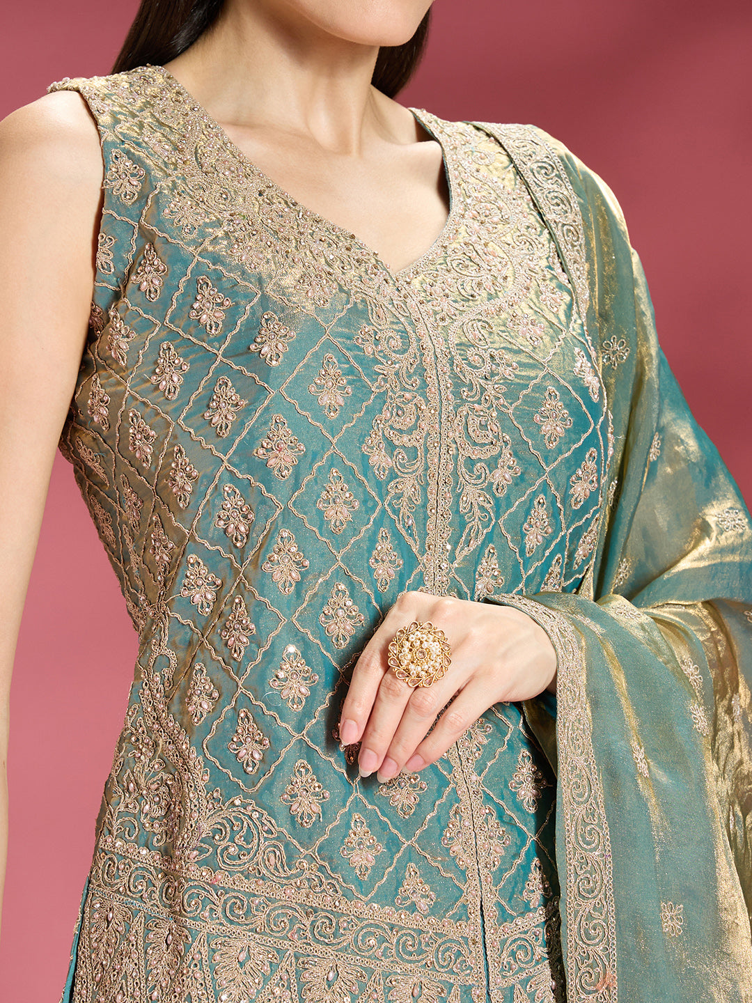 Akshra Organza Palazzo Suit
