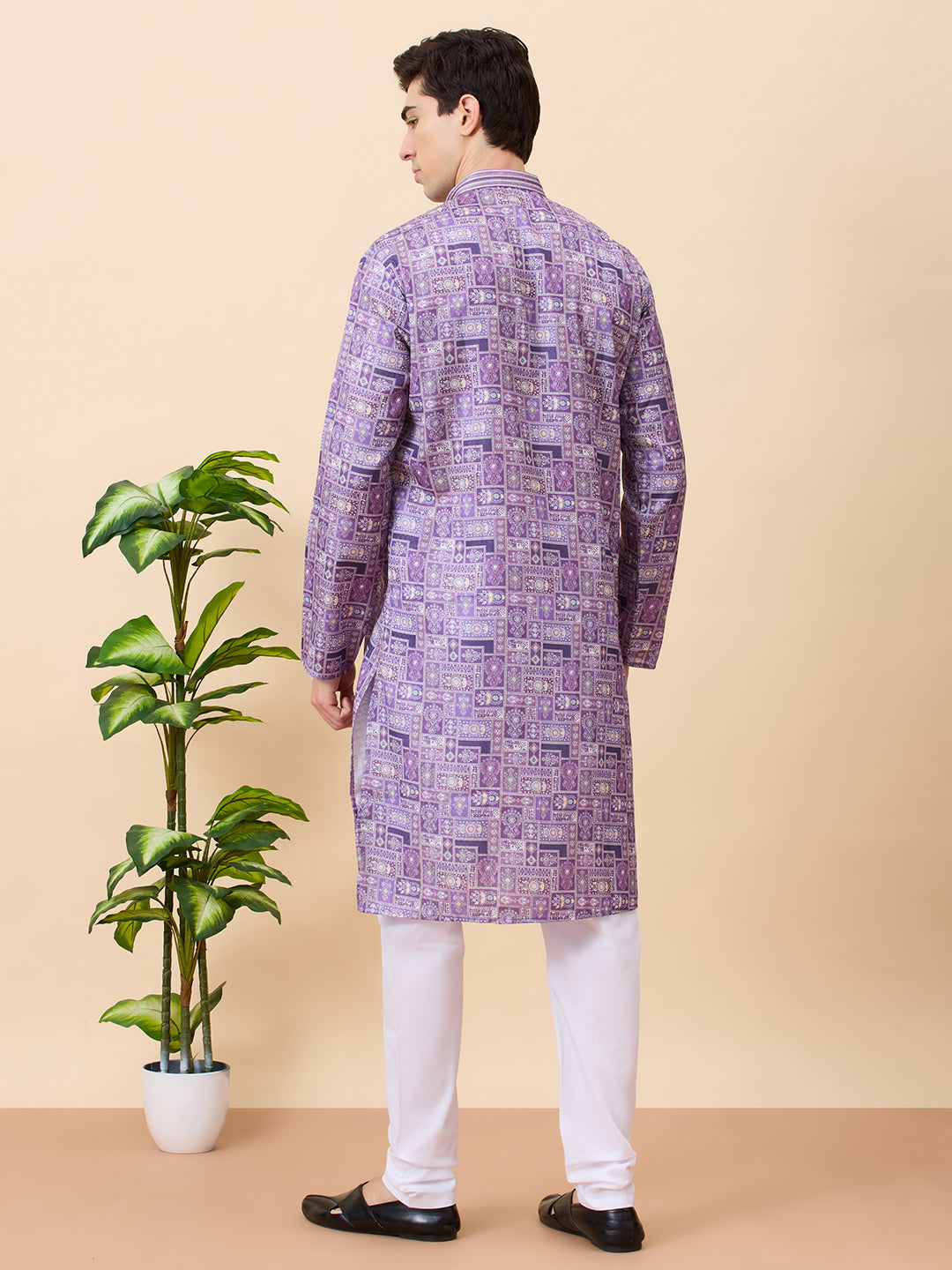 Jaguar Printed Silk Kurta Set