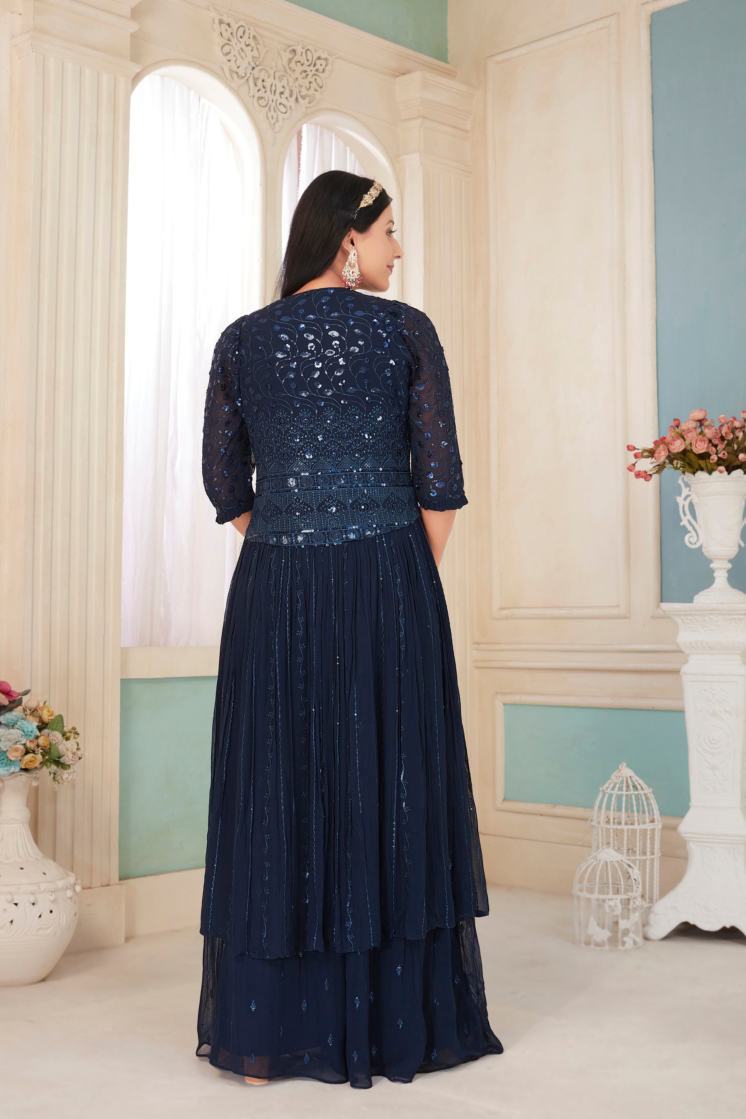 Malani Palazzo Suit With Jacket - Roop Darshan