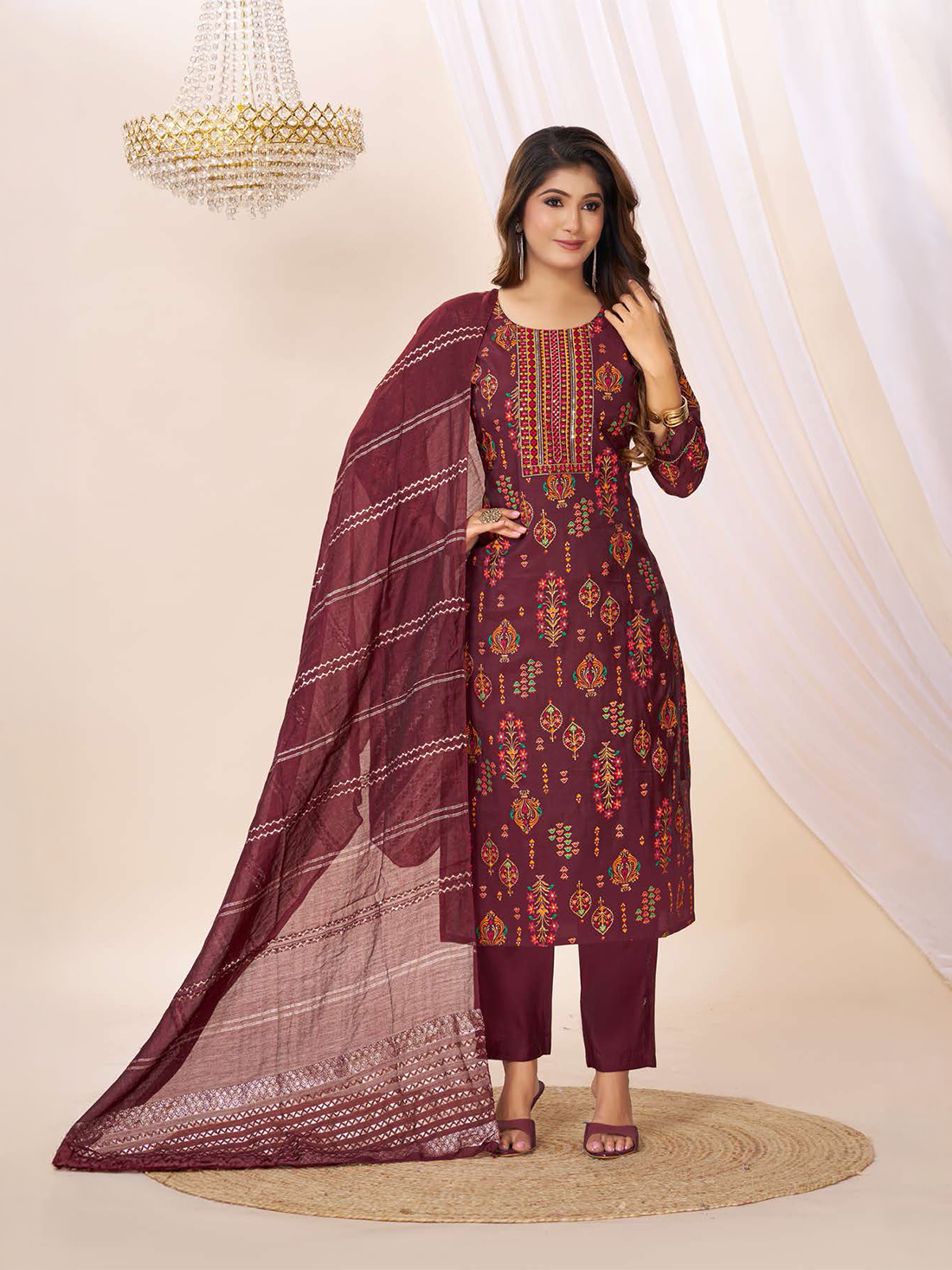 Mishika Printed Silk Suit Set