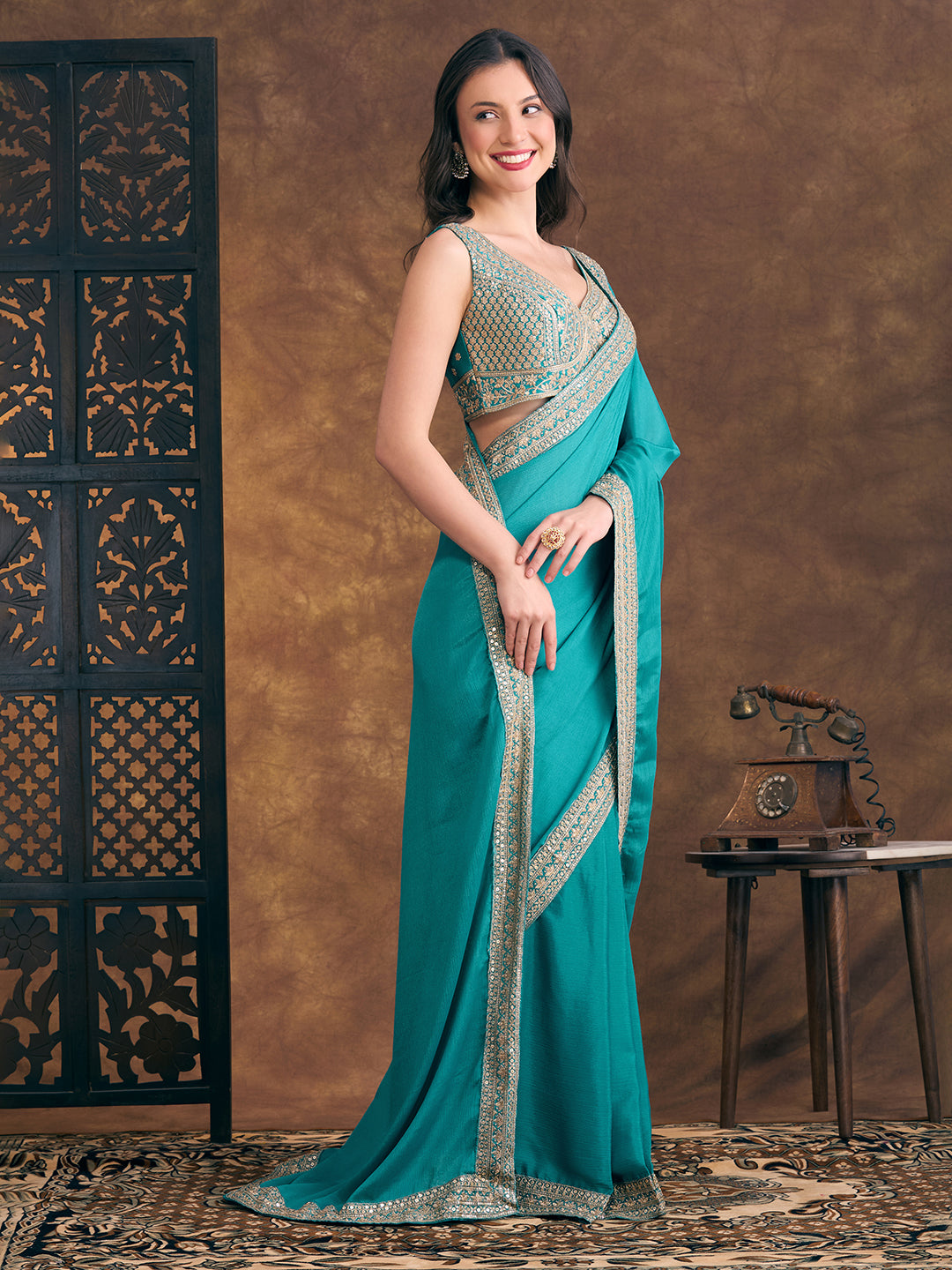 Jisha Ready To Wear Choli Saree - Roop Darshan