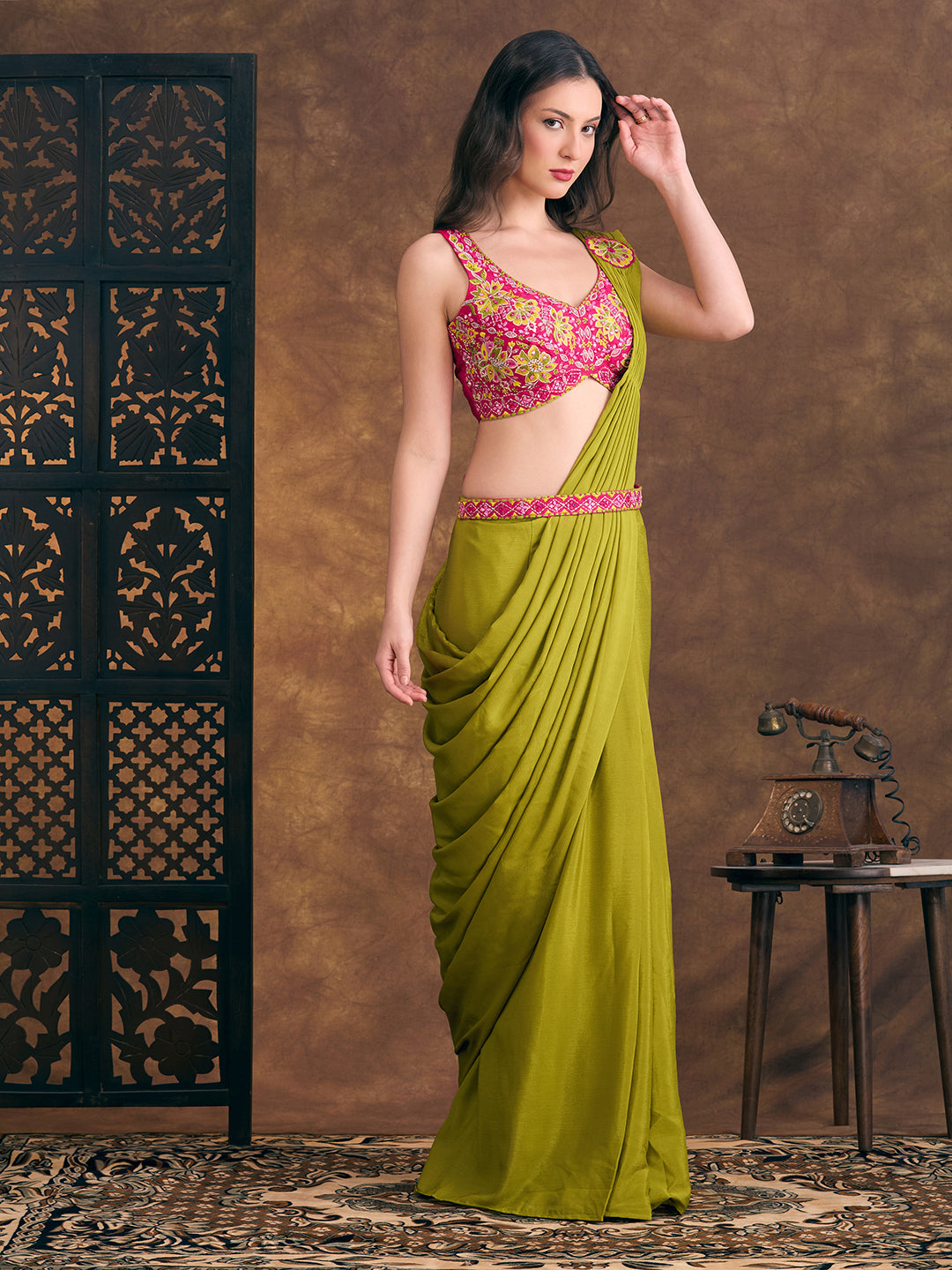 Hazel Ready To Wear Choli Saree - Roop Darshan