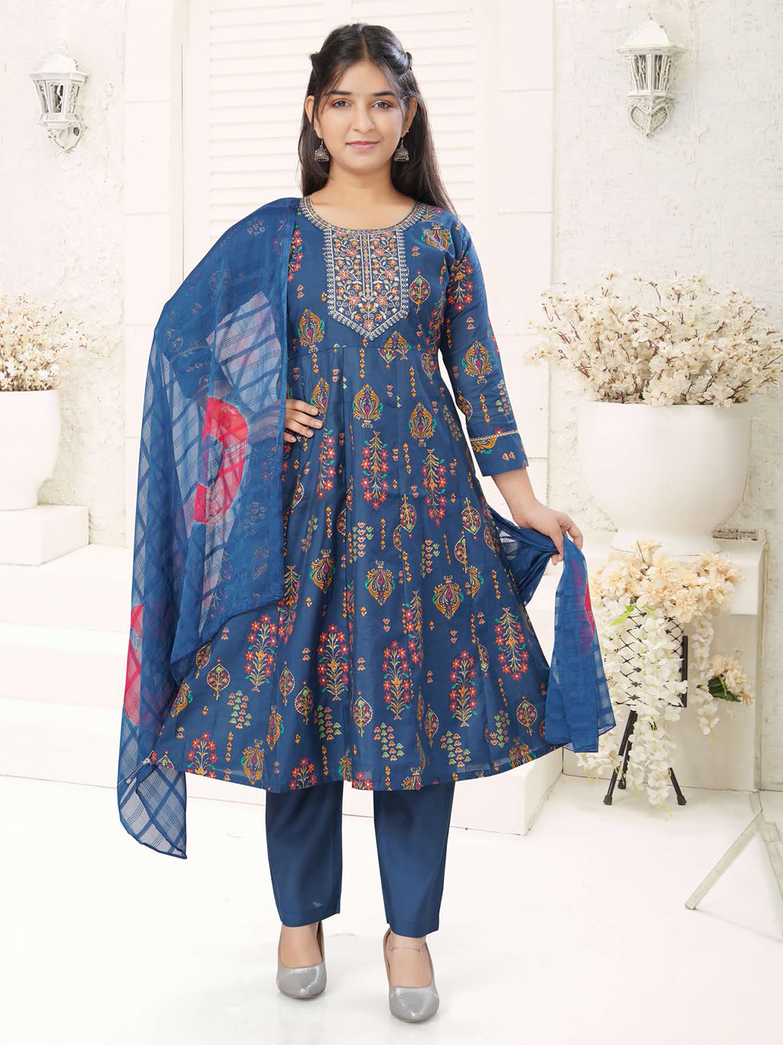 Kirti Silk Printed Flair Suit