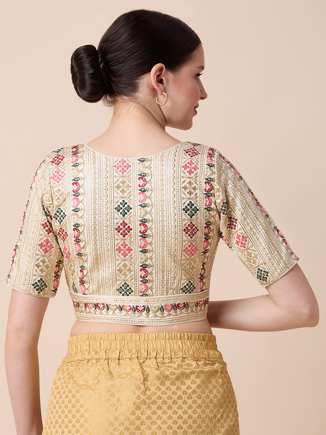 Silk Embroidered Tiki Work Blouse - Roop Darshan