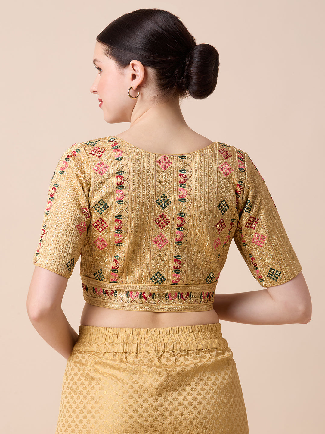 Silk Embroidered Tiki Work Blouse - Roop Darshan