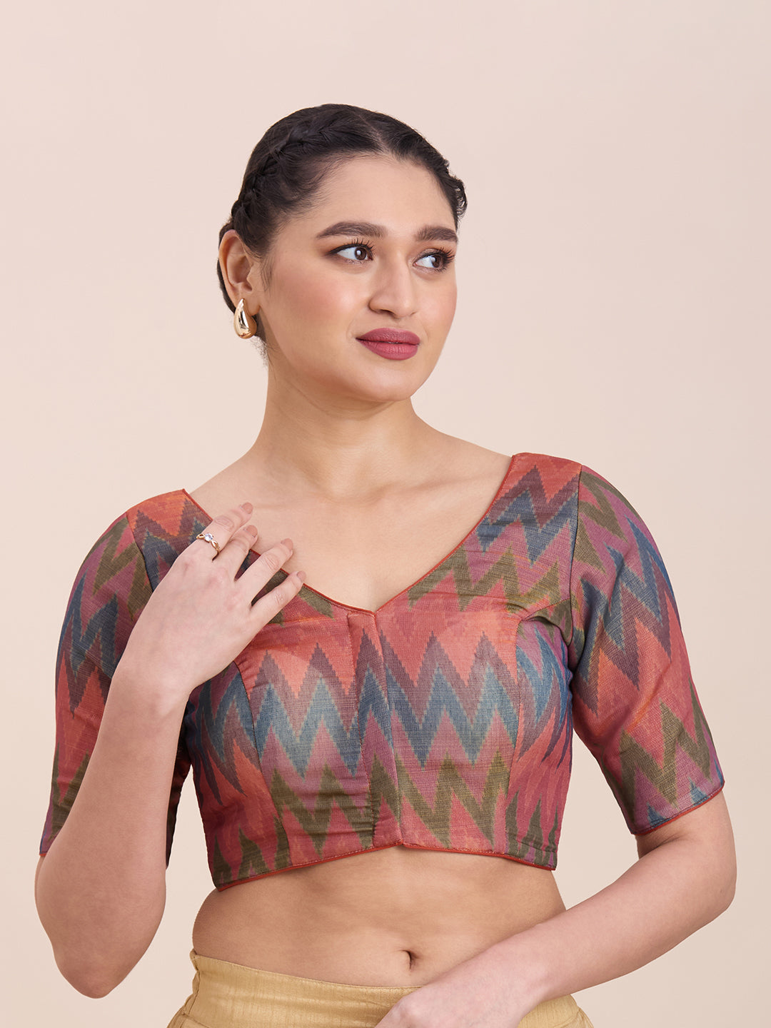 Printed Cotton Silk Blouse - Roop Darshan