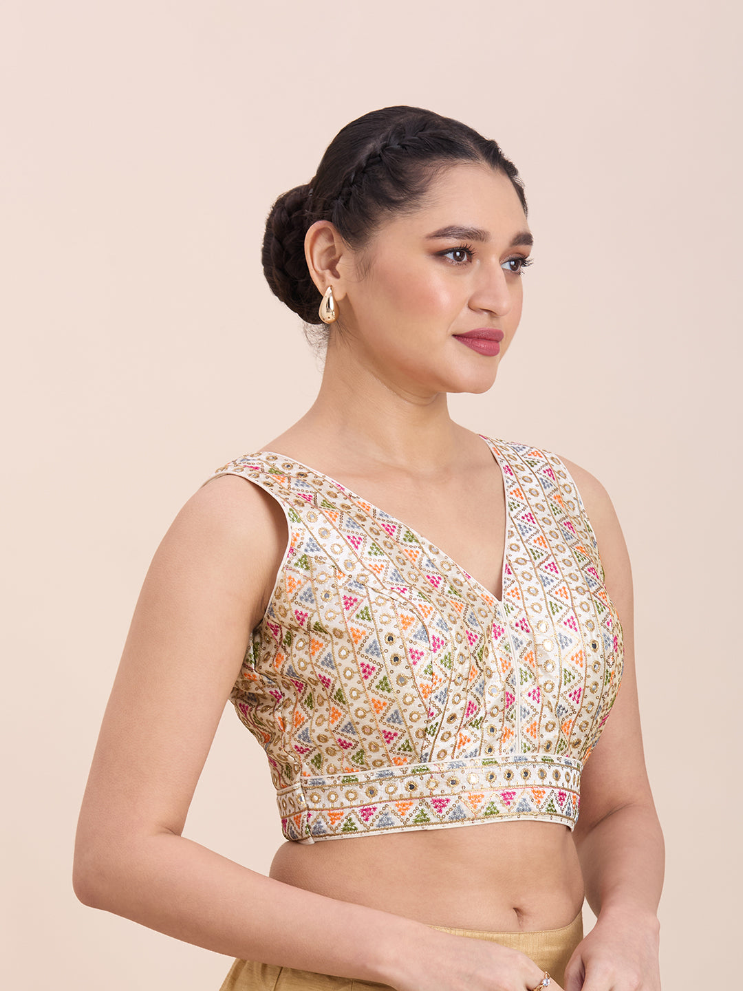 Brocade Resham Tiki Work Blouse - Roop Darshan