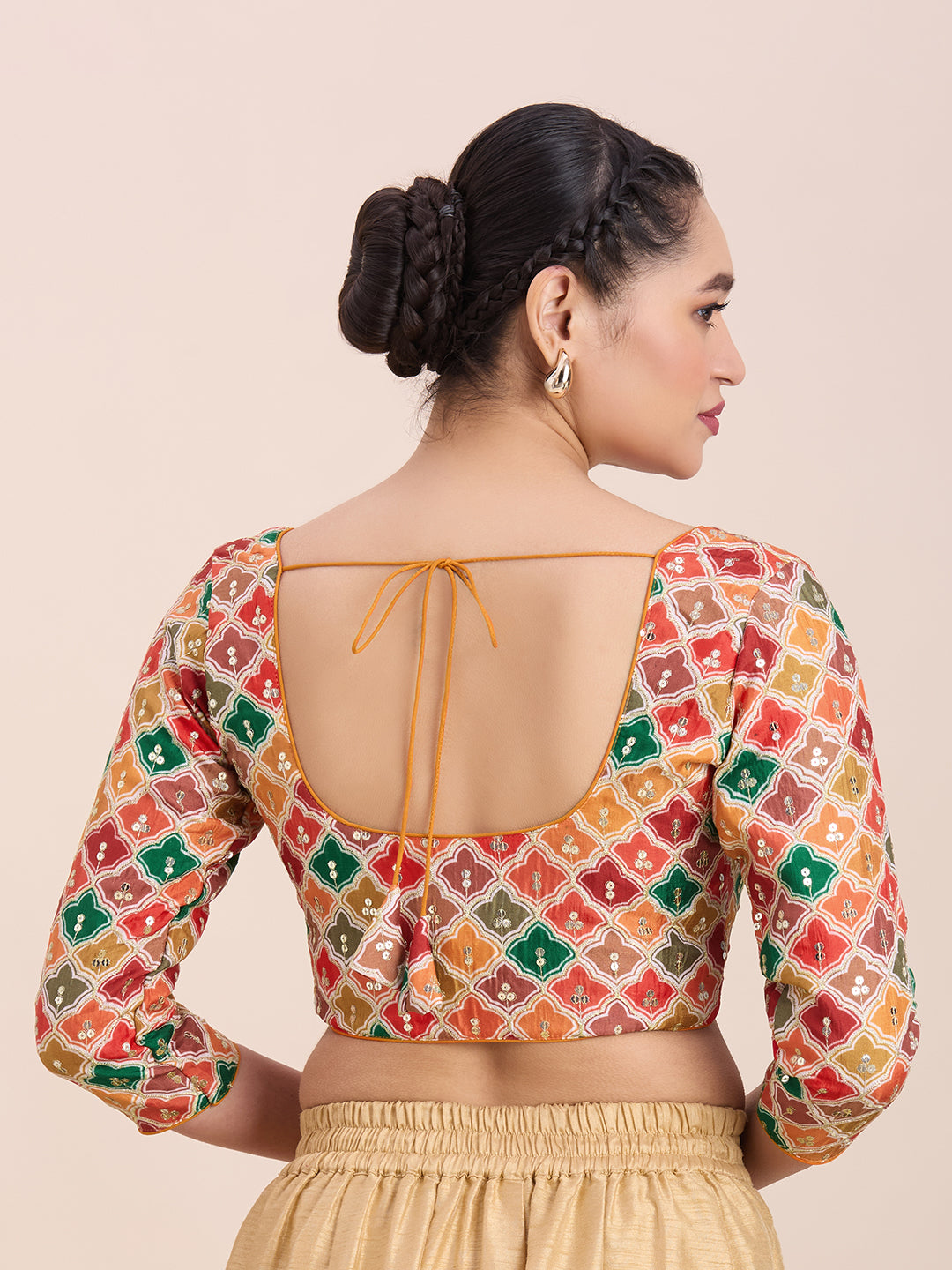 Silk Embroidered Tiki Work Blouse - Roop Darshan