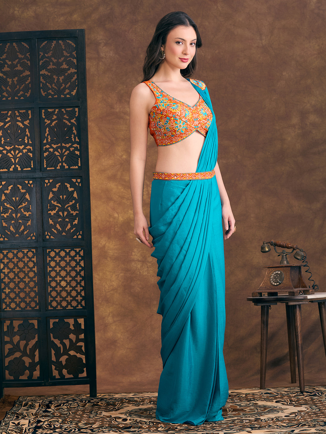 Hazel Ready To Wear Choli Saree - Roop Darshan