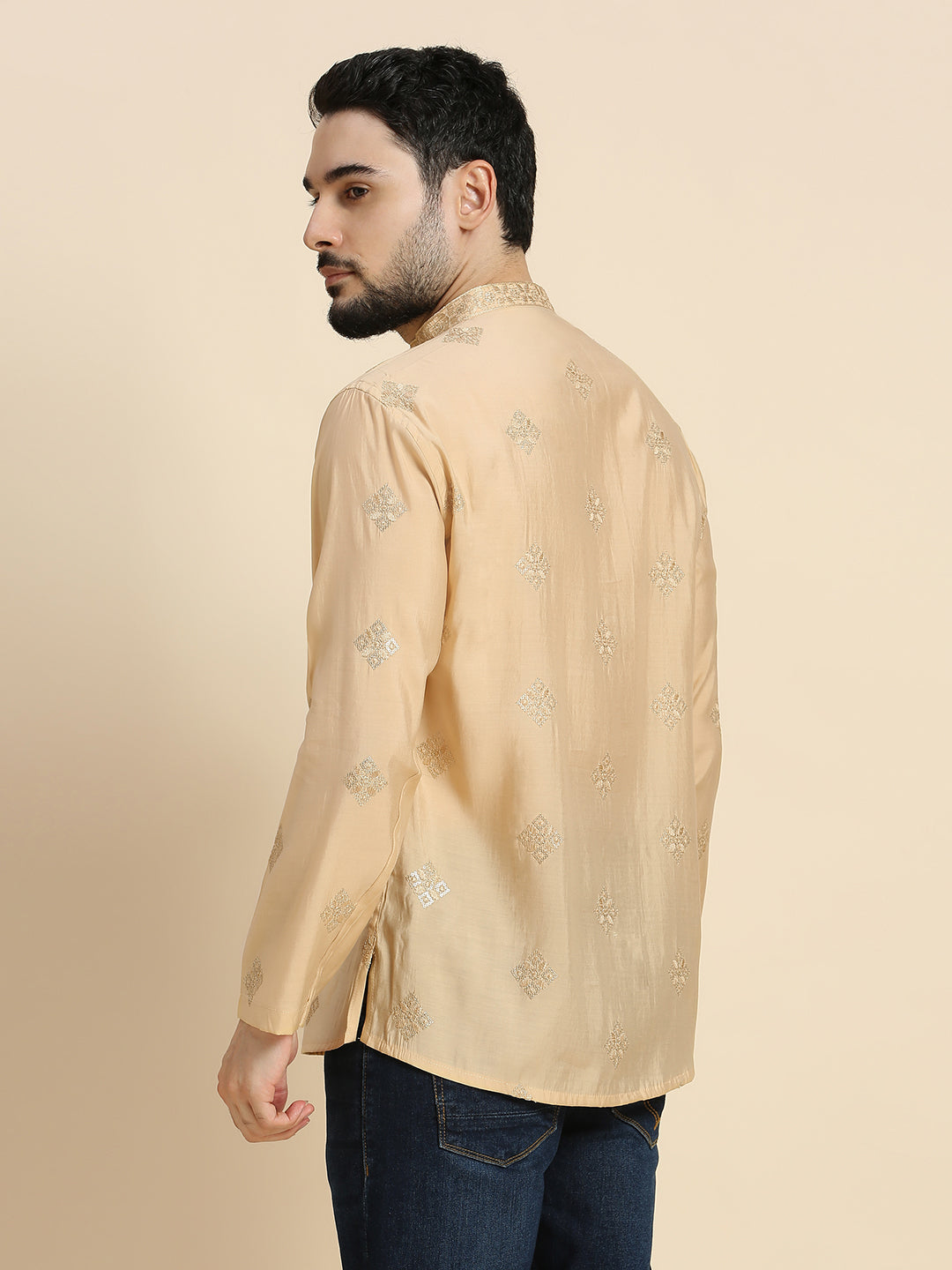 Mens Silk Resham Work Kurta