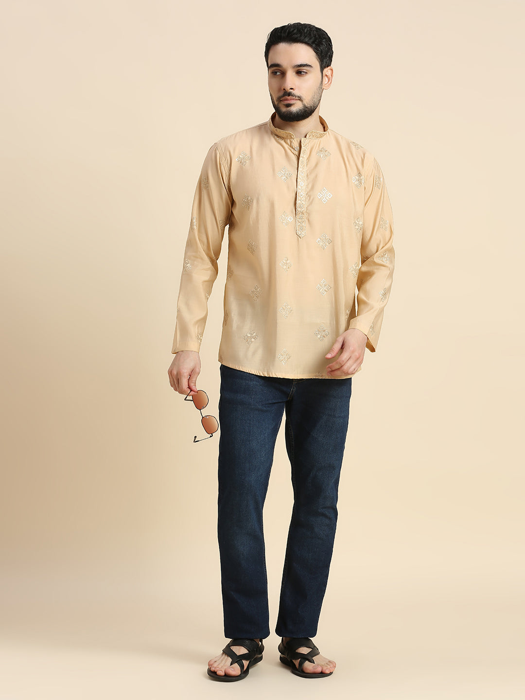 Mens Silk Resham Work Kurta