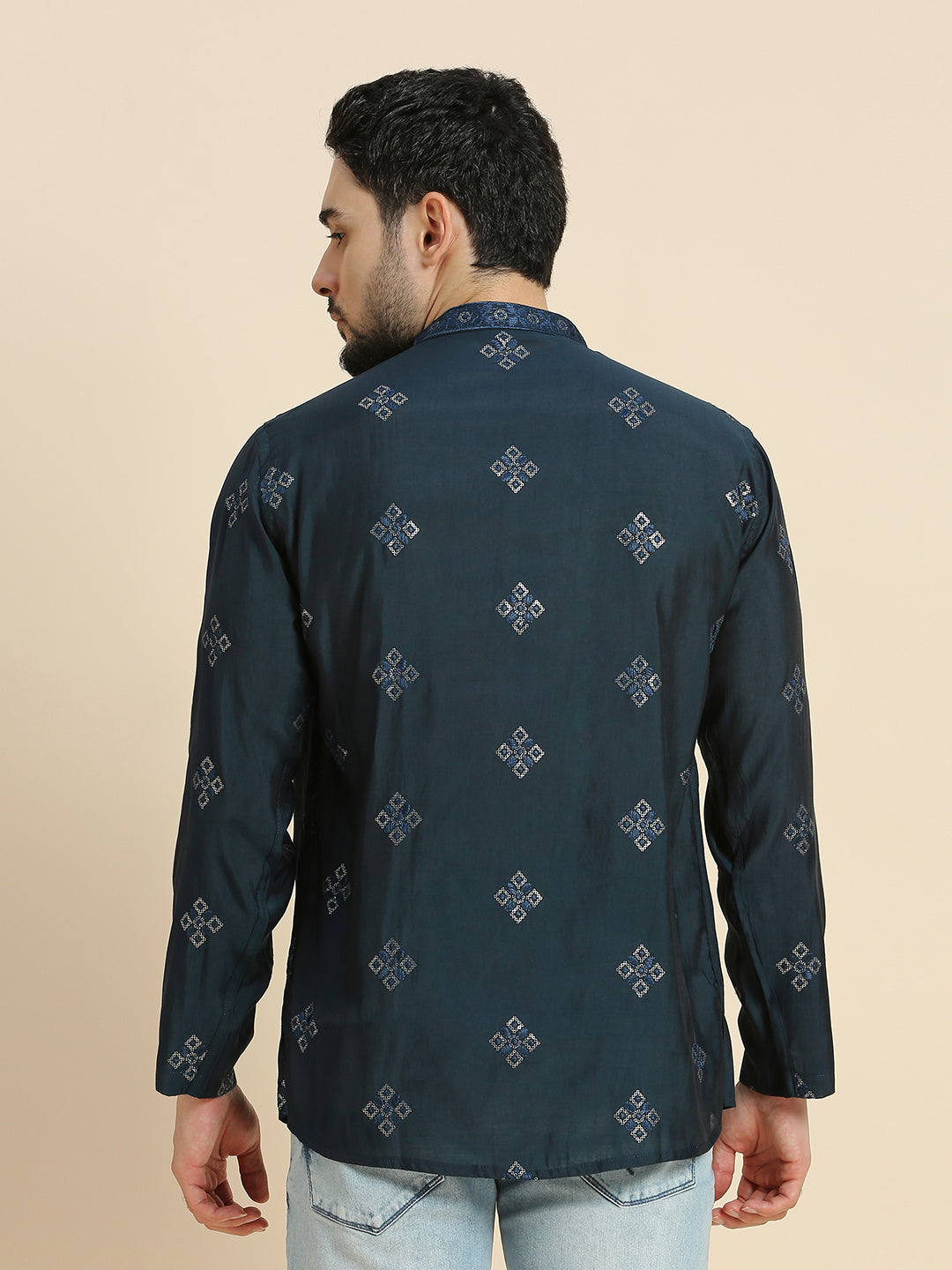 Mens Silk Resham Work Kurta