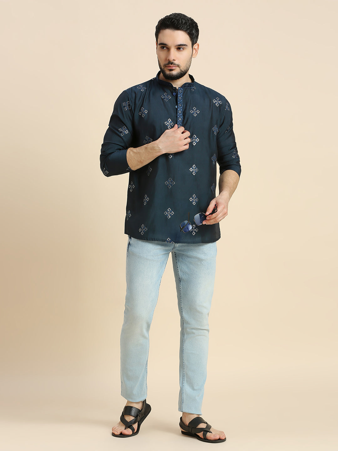 Mens Silk Resham Work Kurta