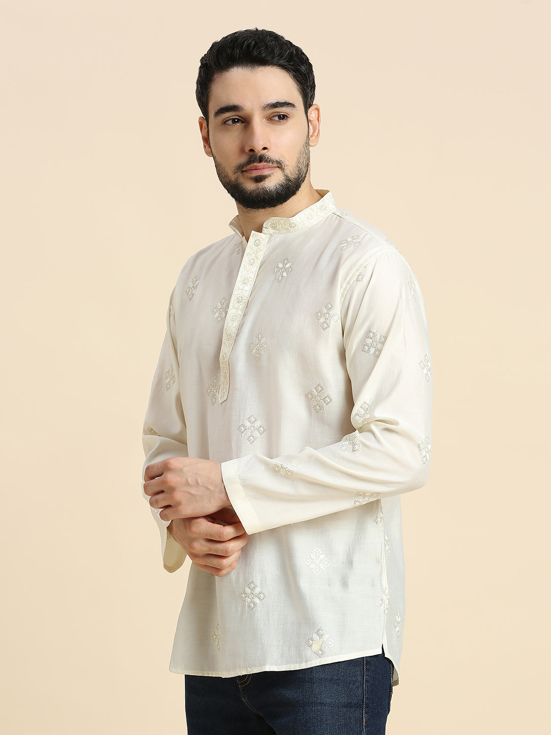 Mens Silk Resham Work Kurta