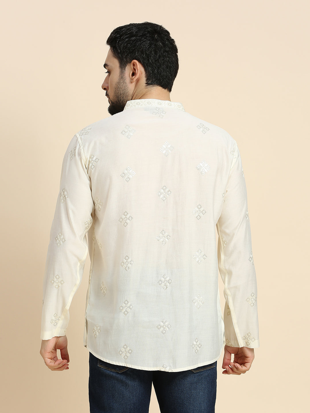 Mens Silk Resham Work Kurta