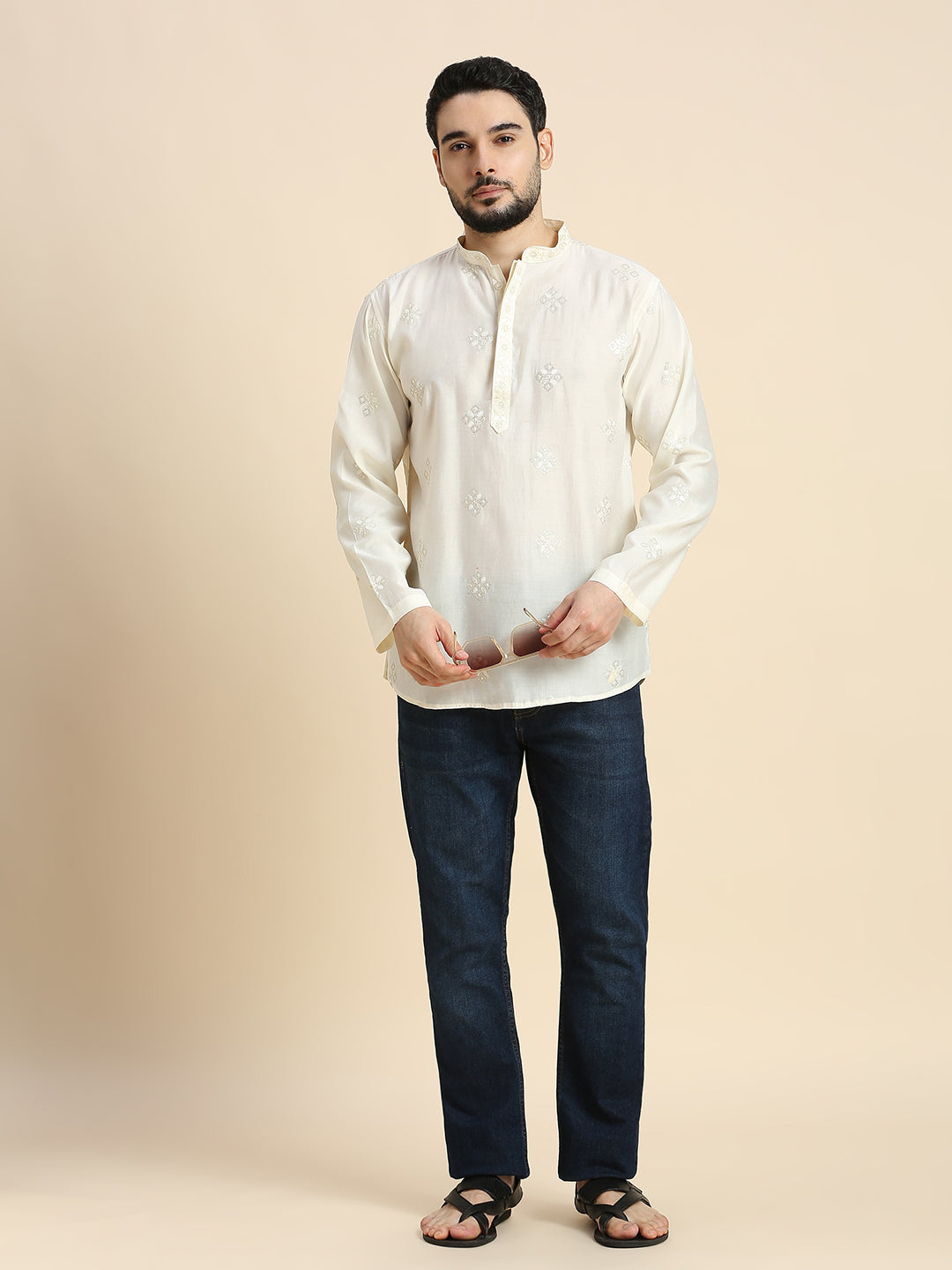 Mens Silk Resham Work Kurta