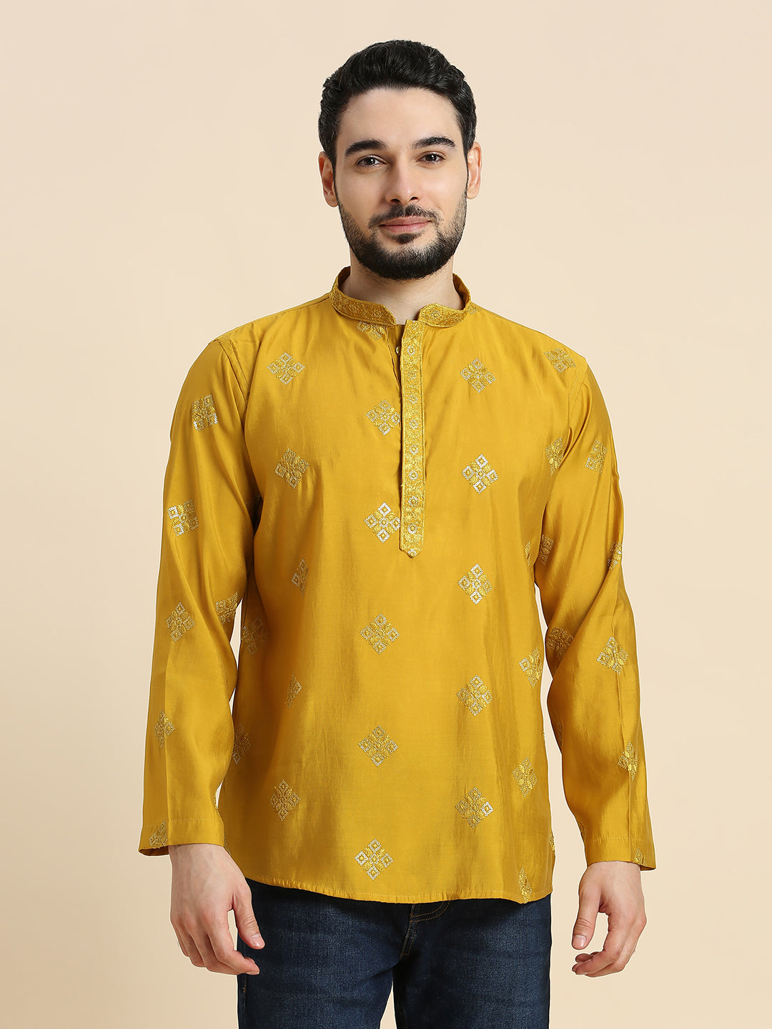 Mens Silk Resham Work Kurta