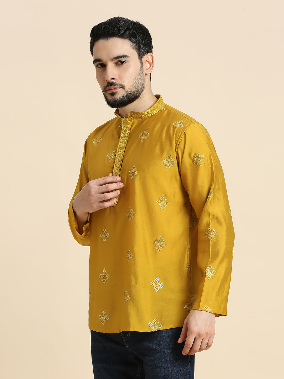 Mens Silk Resham Work Kurta