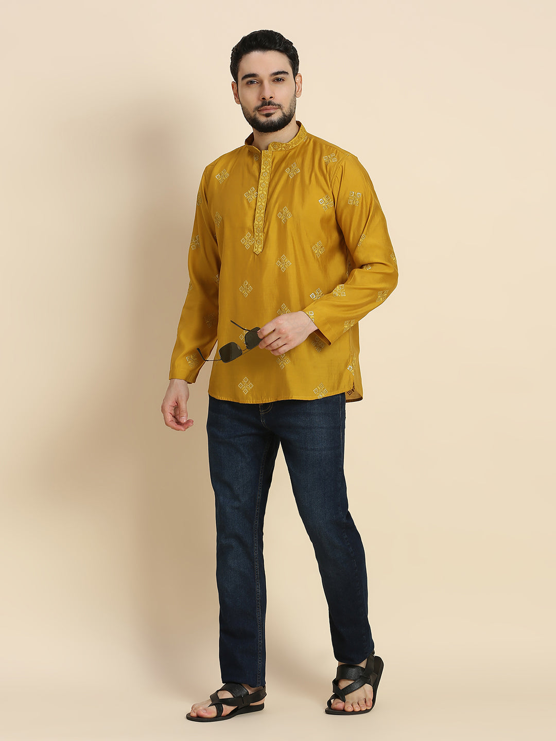 Mens Silk Resham Work Kurta