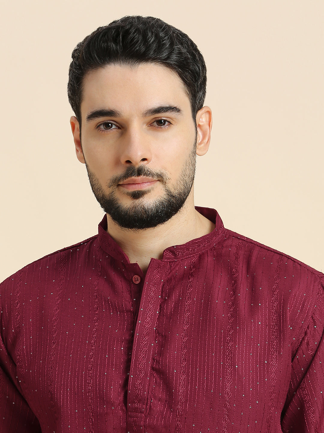 Mens Silk Embroidered Kurta - Roop Darshan