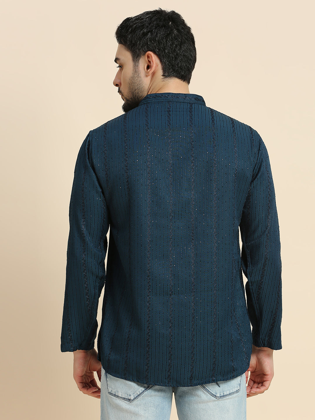 Mens Silk Embroidered Kurta - Roop Darshan