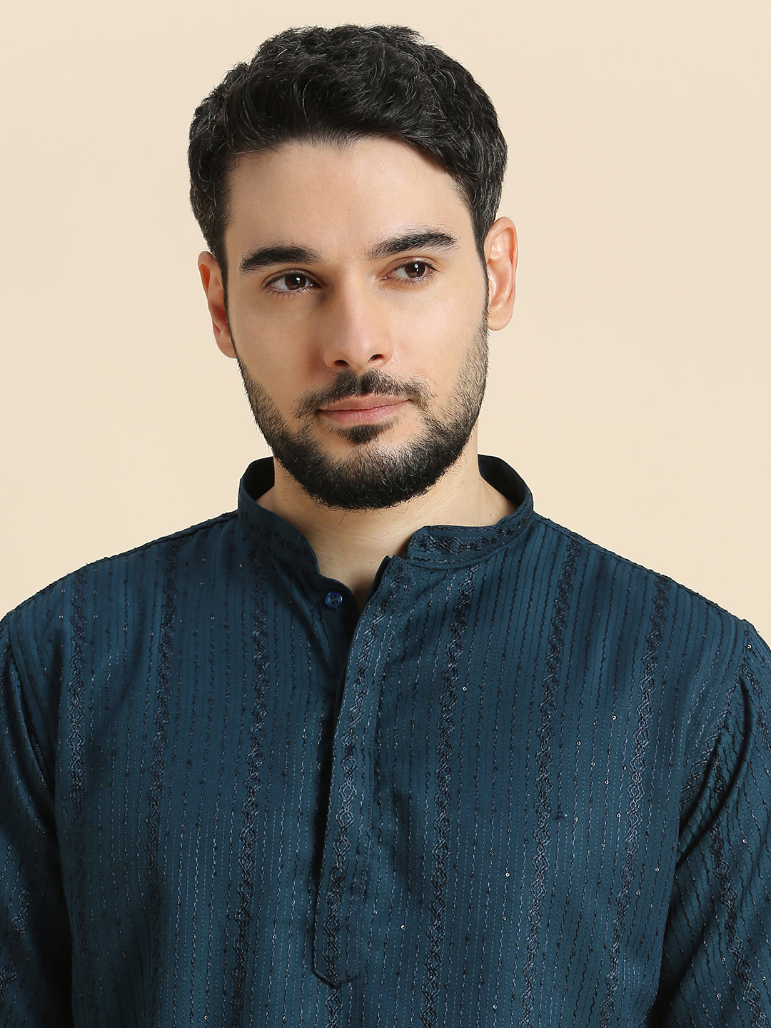 Mens Silk Embroidered Kurta - Roop Darshan