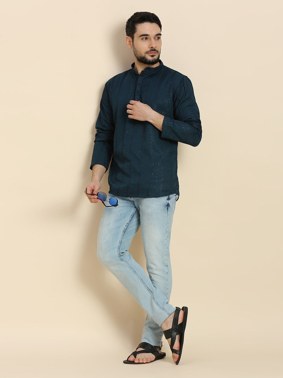 Mens Silk Embroidered Kurta - Roop Darshan
