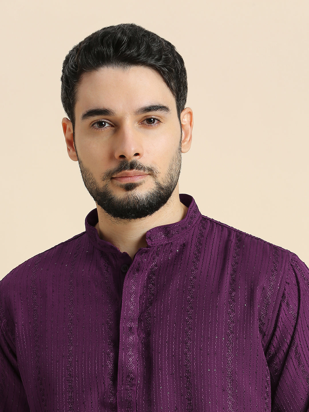 Mens Silk Embroidered Kurta - Roop Darshan