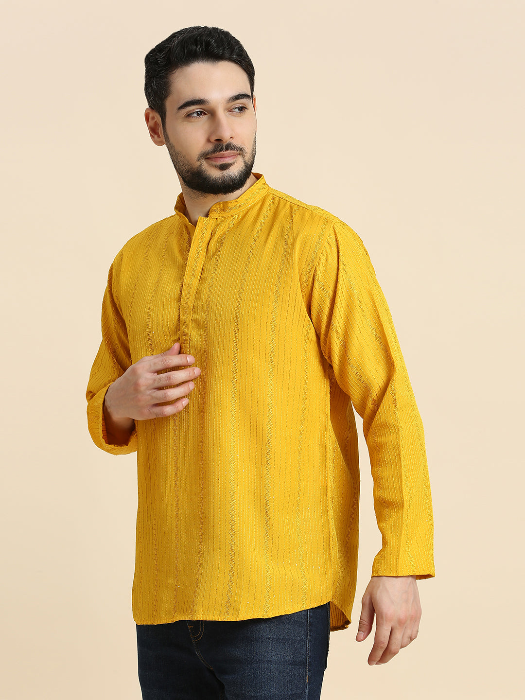 Mens Silk Embroidered Kurta - Roop Darshan