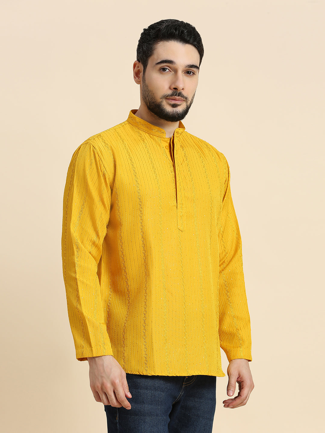 Mens Silk Embroidered Kurta