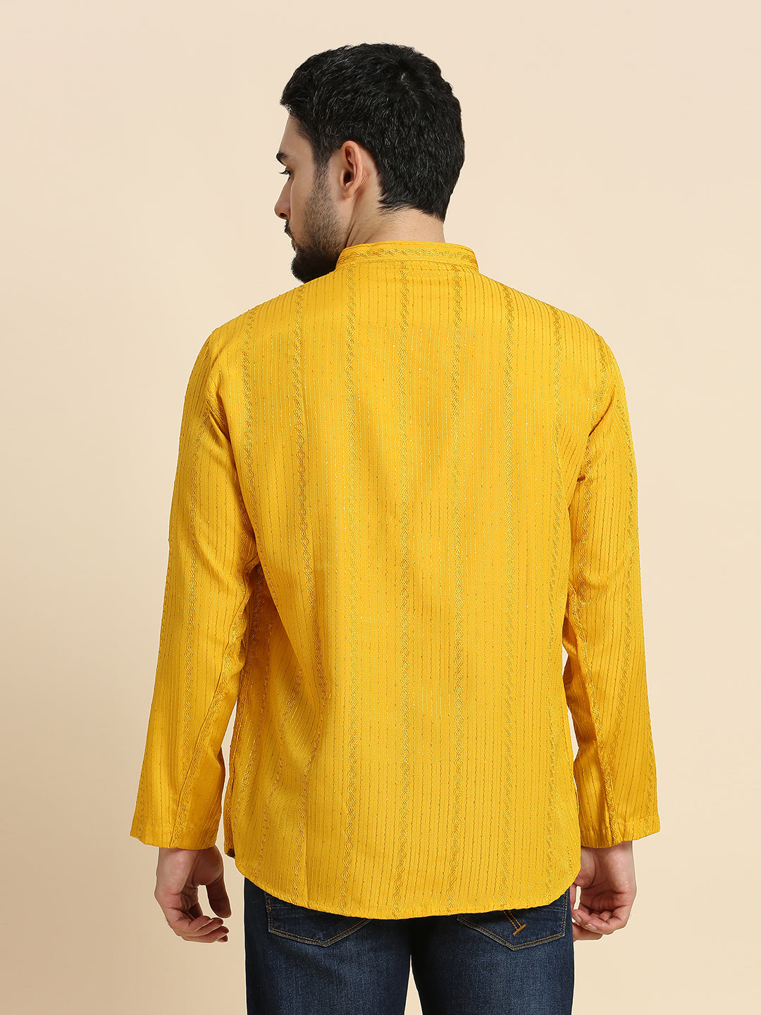 Mens Silk Embroidered Kurta - Roop Darshan