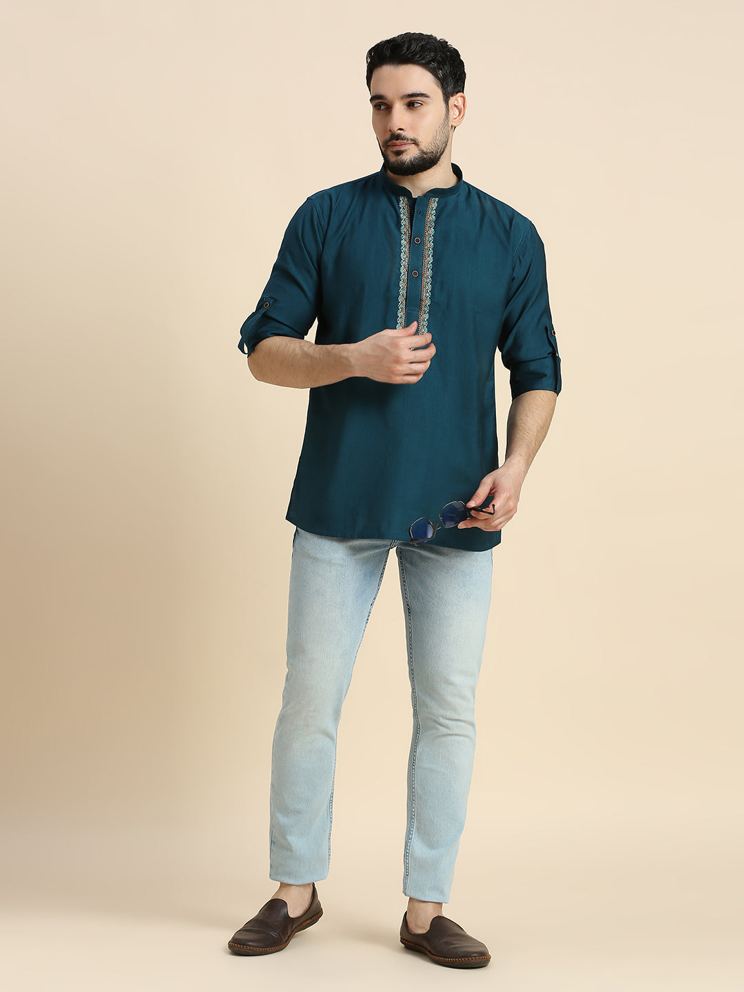 Mens Silk Resham Work Kurta
