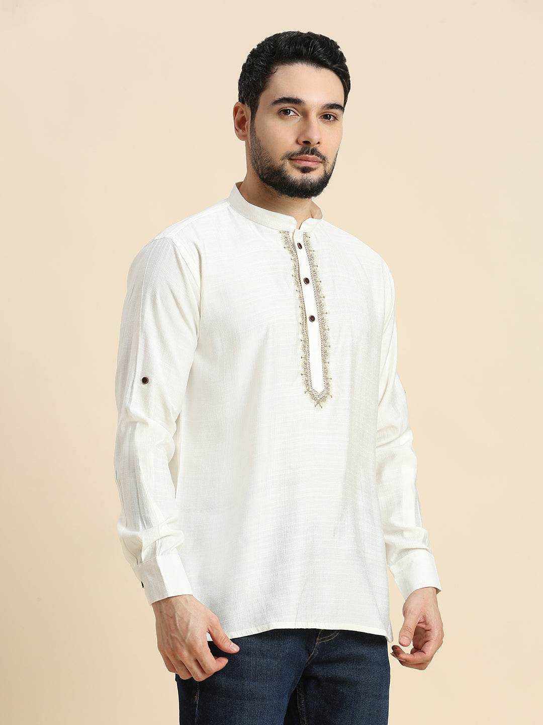 Mens Silk Resham Work Kurta - Roop Darshan