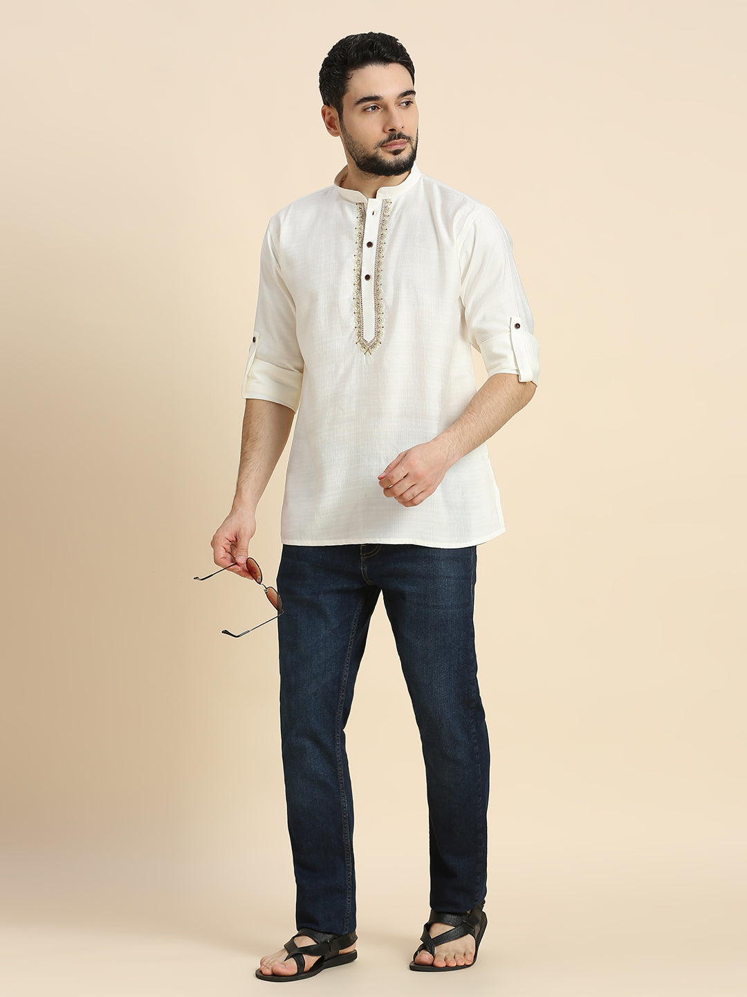 Mens Silk Resham Work Kurta - Roop Darshan