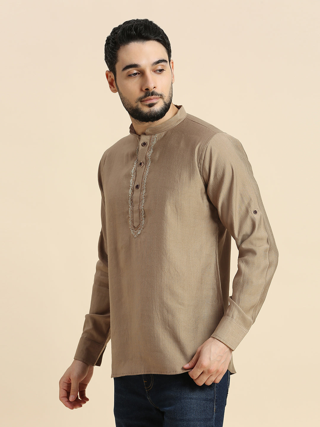 Mens Silk Resham Work Kurta